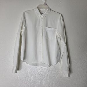Madewell White Button Up Shirt Womens Large Cotton Modal Long Sleeve